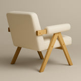 Bascuas Boho Upholstered Armchair (Bouclé White Fabric) – Mid-century Style Accent Chair - Marcel Olsen