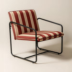 Berria Armchair Metal & Striped Fabric (Crimson Sand) – Modern Boho Summer Lounge Chair - Marcel Olsen