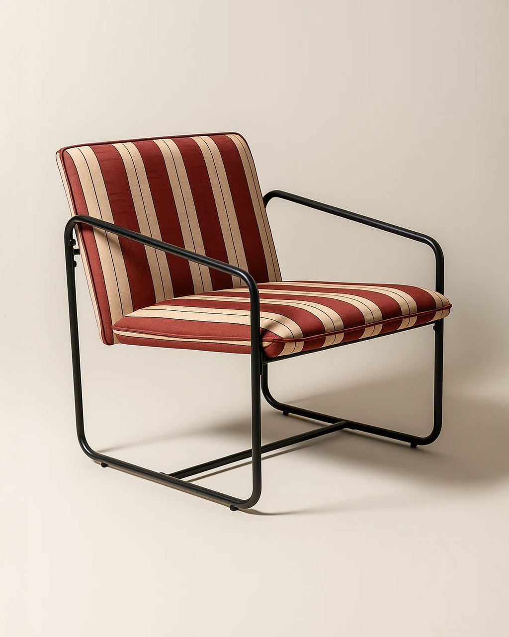 Berria Armchair Metal & Striped Fabric (Crimson Sand) – Outlet - Marcel Olsen