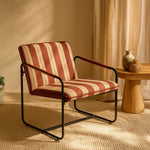 Berria Armchair Metal & Striped Fabric (Crimson Sand) – Modern Boho Summer Lounge Chair - Marcel Olsen