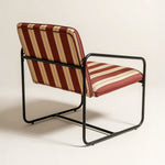 Berria Armchair Metal & Striped Fabric (Crimson Sand) – Modern Boho Summer Lounge Chair - Marcel Olsen