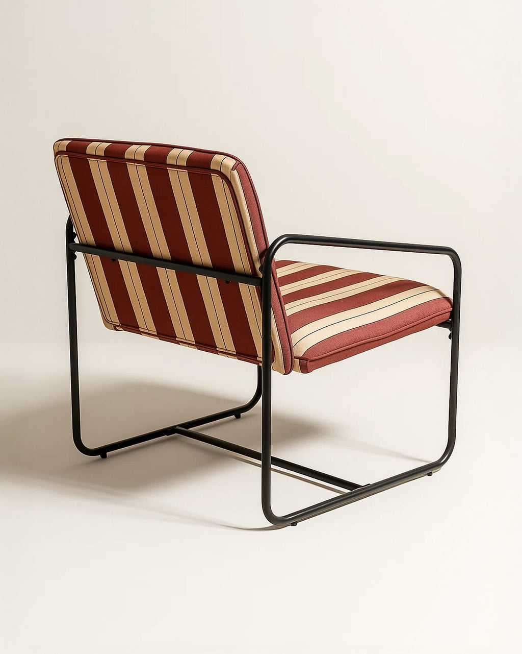 Berria Armchair Metal & Striped Fabric (Crimson Sand) – Outlet - Marcel Olsen