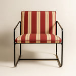 Berria Armchair Metal & Striped Fabric (Crimson Sand) – Modern Boho Summer Lounge Chair - Marcel Olsen