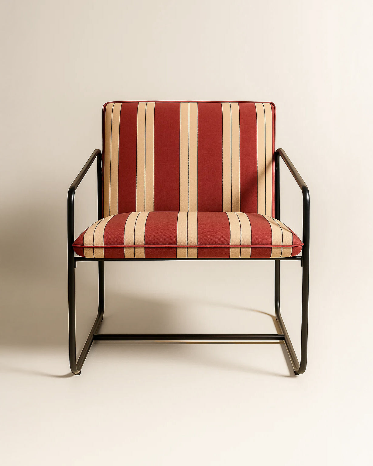 Berria Armchair Metal & Striped Fabric (Crimson Sand) – Outlet - Marcel Olsen