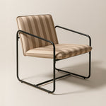 Berria Armchair Metal & Striped Fabric (Dune Sand) – Modern Boho Summer Lounge Chair - Marcel Olsen