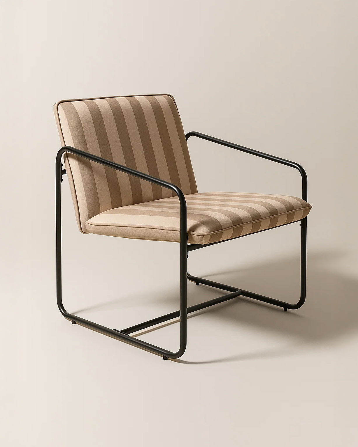 Berria Armchair Metal & Striped Fabric (Natural Sand) – Outlet - Marcel Olsen