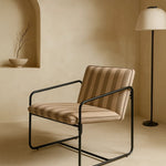Berria Armchair Metal & Striped Fabric (Dune Sand) – Modern Boho Summer Lounge Chair - Marcel Olsen