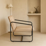 Berria Armchair Metal & Striped Fabric (Dune Sand) – Modern Boho Summer Lounge Chair - Marcel Olsen