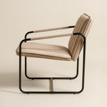Berria Armchair Metal & Striped Fabric (Dune Sand) – Modern Boho Summer Lounge Chair - Marcel Olsen