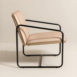 Berria Armchair Metal & Striped Fabric (Dune Sand) – Modern Boho Summer Lounge Chair - Marcel Olsen