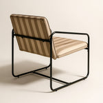 Berria Armchair Metal & Striped Fabric (Dune Sand) – Modern Boho Summer Lounge Chair - Marcel Olsen