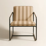 Berria Armchair Metal & Striped Fabric (Dune Sand) – Modern Boho Summer Lounge Chair - Marcel Olsen