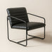 Berria Armchair Metal & Vegan Leather (Ebony Black) – Modern Industrial Ribbed Lounge Chair - Marcel Olsen