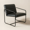 Berria Armchair Metal & Vegan Leather (Ebony Black) – Modern Industrial Ribbed Lounge Chair - Marcel Olsen