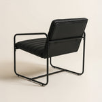 Berria Armchair Metal & Vegan Leather (Ebony Black) – Modern Industrial Ribbed Lounge Chair - Marcel Olsen