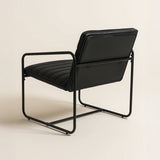 Berria Armchair Metal & Vegan Leather (Ebony Black) – Modern Industrial Ribbed Lounge Chair - Marcel Olsen