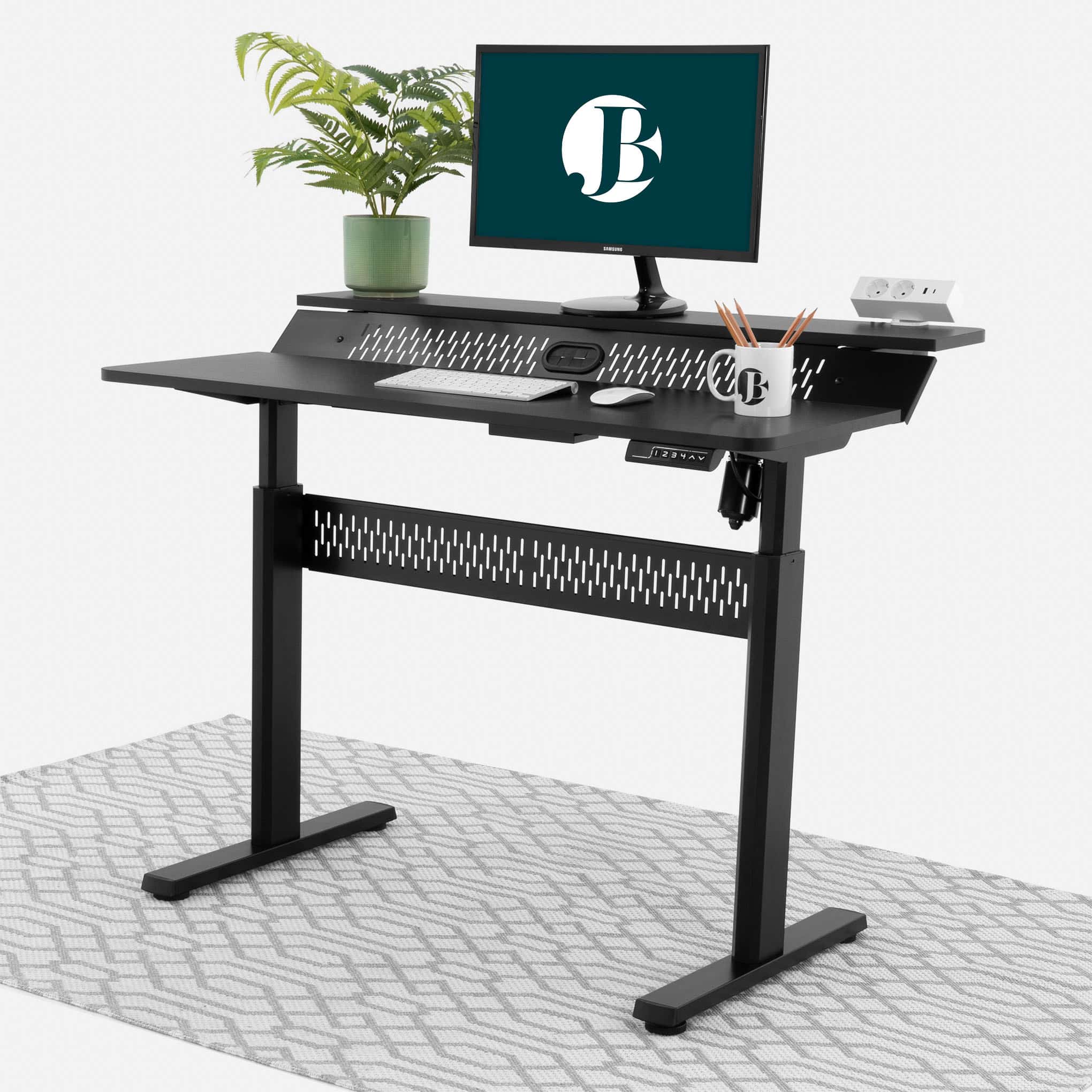 Electric Standing Desk (Black, 120cm) | Two Tier, Sit-Stand Desk - Outlet Electric Standing Desk - Marcel Olsen