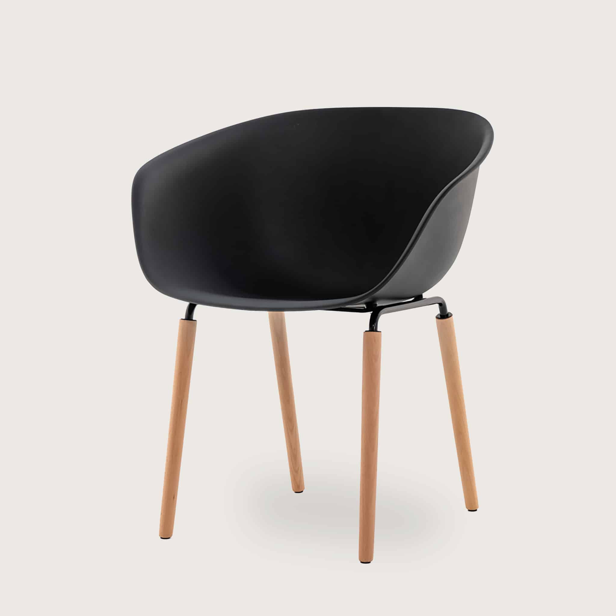 Casco Modern Dining Chair (Jet Black) – Scandinavian Style Shell Chair with Wooden Legs - Marcel Olsen