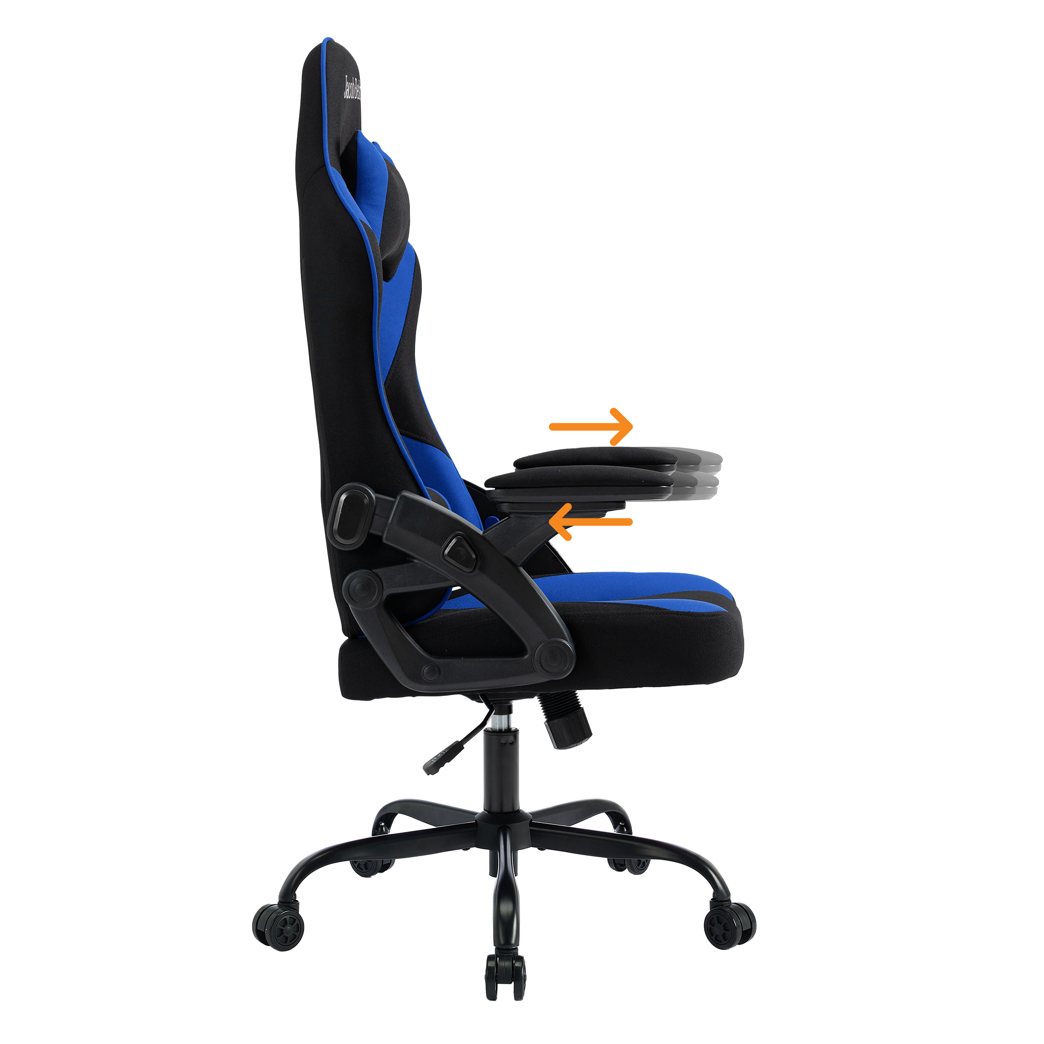 Gaming Chair Ergonomic (Blitz Blue) | Reclining, Adjustable Arms (Fabric) Gaming Chair - Jacob Bek Gaming