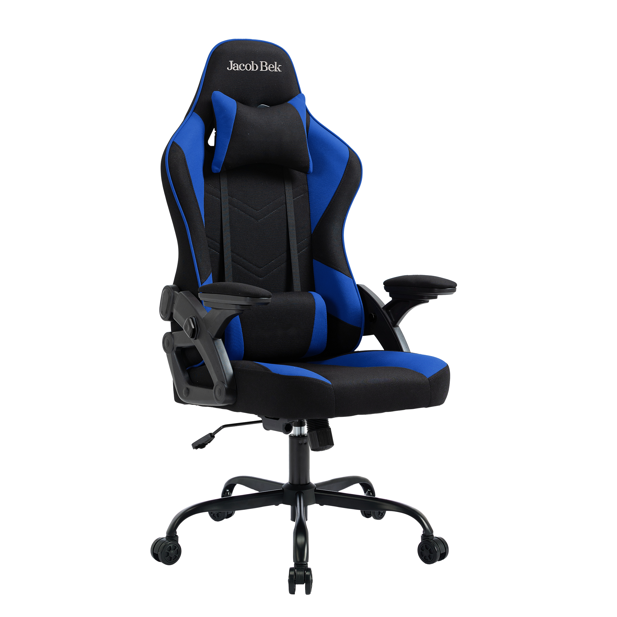 Gaming Chair Ergonomic (Blitz Blue) | Reclining, Adjustable Arms (Fabric) Gaming Chair - Jacob Bek Gaming