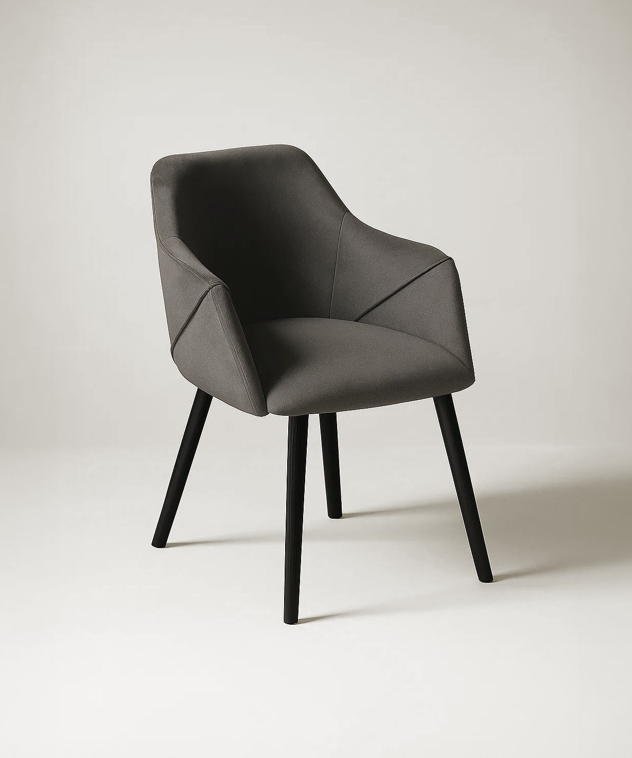 Bonanova Velvet Dining Chair (Granite Grey Fabric) – Modern Upholstered Dining Chair with Armrests - Marcel Olsen