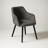 Bonanova Velvet Dining Chair (Granite Grey Fabric) – Modern Upholstered Dining Chair with Armrests - Marcel Olsen