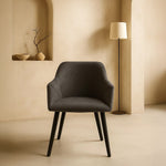 Bonanova Velvet Dining Chair (Granite Grey Fabric) – Modern Upholstered Dining Chair with Armrests - Marcel Olsen