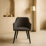 Bonanova Velvet Dining Chair (Granite Grey Fabric) – Modern Upholstered Dining Chair with Armrests - Marcel Olsen