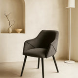 Bonanova Velvet Dining Chair (Granite Grey Fabric) – Modern Upholstered Dining Chair with Armrests - Marcel Olsen