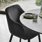 Bonanova Velvet Dining Chair (Granite Grey Fabric) – Modern Upholstered Dining Chair with Armrests - Marcel Olsen