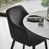 Bonanova Velvet Dining Chair (Granite Grey Fabric) – Modern Upholstered Dining Chair with Armrests - Marcel Olsen