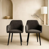 Bonanova Velvet Dining Chair (Granite Grey Fabric) – Modern Upholstered Dining Chair with Armrests - Marcel Olsen