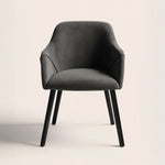 Bonanova Velvet Dining Chair (Granite Grey Fabric) – Modern Upholstered Dining Chair with Armrests - Marcel Olsen