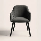 Bonanova Velvet Dining Chair (Granite Grey Fabric) – Modern Upholstered Dining Chair with Armrests - Marcel Olsen