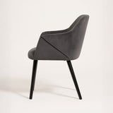 Bonanova Velvet Dining Chair (Granite Grey Fabric) – Modern Upholstered Dining Chair with Armrests - Marcel Olsen