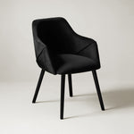 Bonanova Velvet Dining Chair (Noir Black Fabric) – Modern Upholstered Dining Chair with Armrests - Marcel Olsen