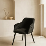 Bonanova Velvet Dining Chair (Noir Black Fabric) – Modern Upholstered Dining Chair with Armrests - Marcel Olsen