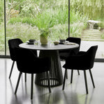 Bonanova Velvet Dining Chair (Noir Black Fabric) – Modern Upholstered Dining Chair with Armrests - Marcel Olsen