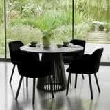 Bonanova Velvet Dining Chair (Noir Black Fabric) – Modern Upholstered Dining Chair with Armrests - Marcel Olsen
