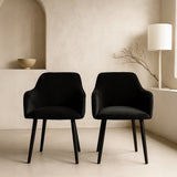 Bonanova Velvet Dining Chair (Noir Black Fabric) – Modern Upholstered Dining Chair with Armrests - Marcel Olsen