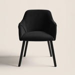 Bonanova Velvet Dining Chair (Noir Black Fabric) – Modern Upholstered Dining Chair with Armrests - Marcel Olsen