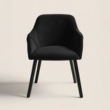 Bonanova Velvet Dining Chair (Noir Black Fabric) – Modern Upholstered Dining Chair with Armrests - Marcel Olsen