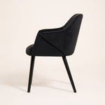 Bonanova Velvet Dining Chair (Noir Black Fabric) – Modern Upholstered Dining Chair with Armrests - Marcel Olsen