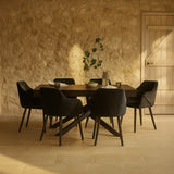 Bonanova Velvet Dining Chair (Noir Black Fabric) – Modern Upholstered Dining Chair with Armrests - Marcel Olsen