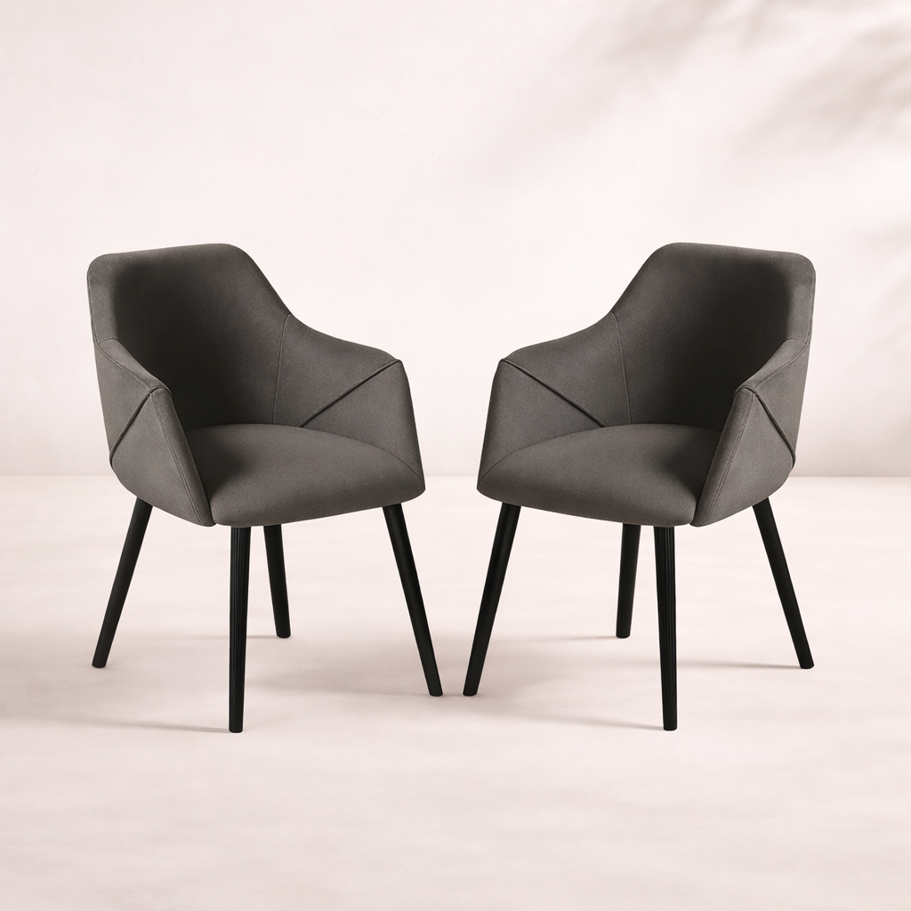 Bonanova Velvet Dining Chair – Set of 2 (Granite Grey Fabric) – Outlet - Marcel Olsen