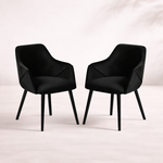 Bonanova Velvet Dining Chair – Set of 2 (Noir Black Fabric) – Outlet - Marcel Olsen