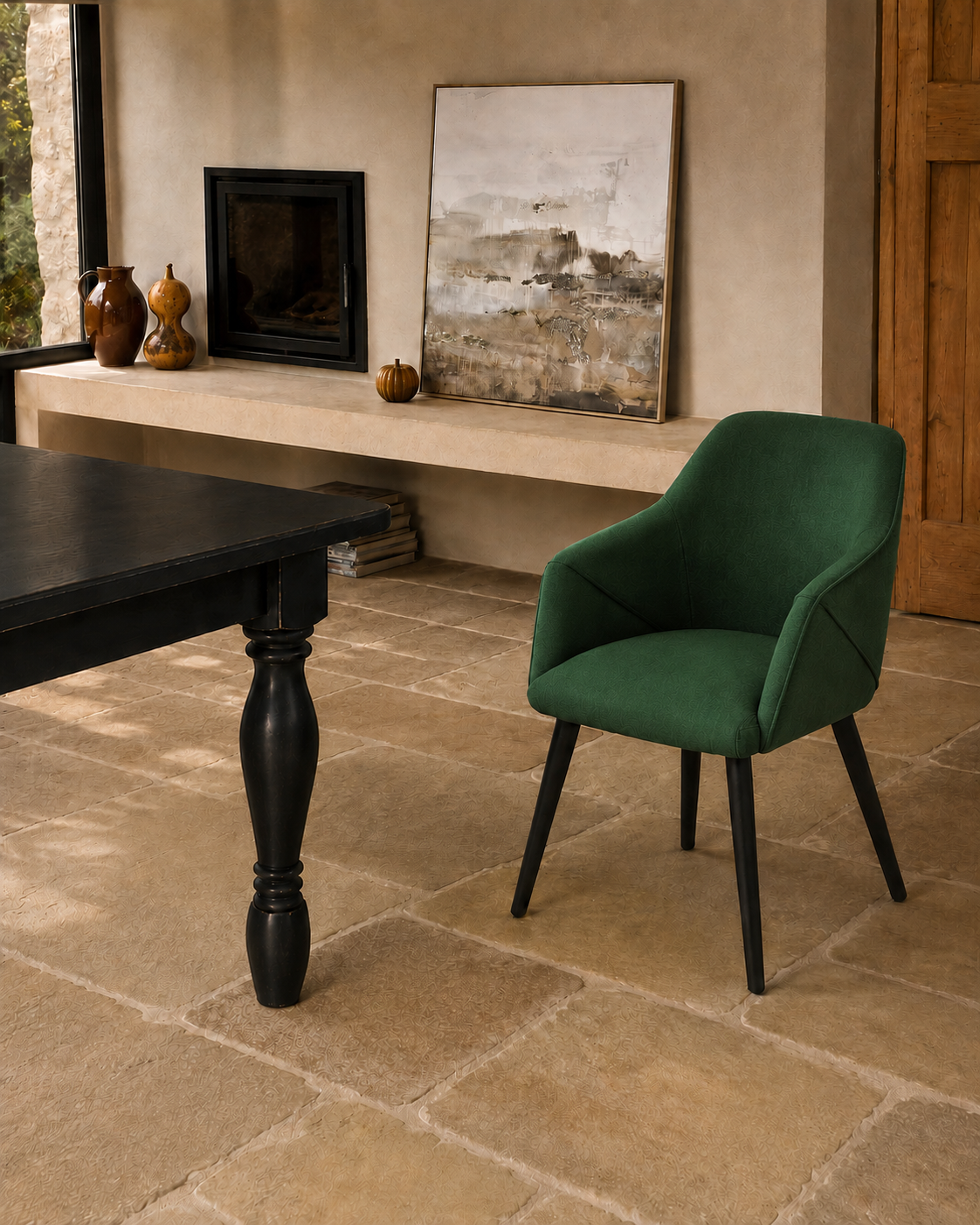 Bonanova Fluwelen Eetkamerstoel – Set van 2 (Verdigris Groene Stof) – Outlet