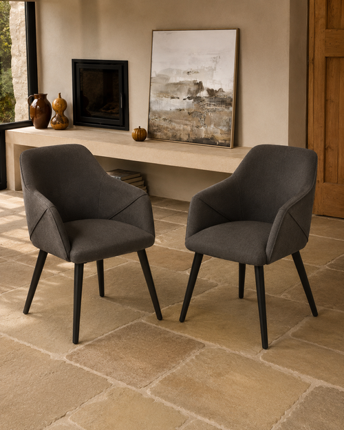 Bonanova Velvet Dining Chairs – Set of 4 (Pebble Velvet) – Outlet - Marcel Olsen