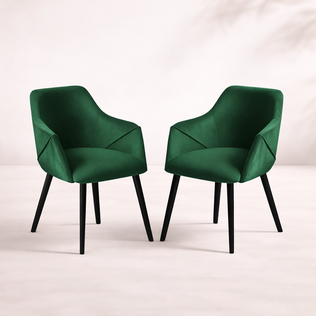 Bonanova Velvet Dining Chair – Set of 2 (Verdigris Green Fabric) – Outlet - Marcel Olsen
