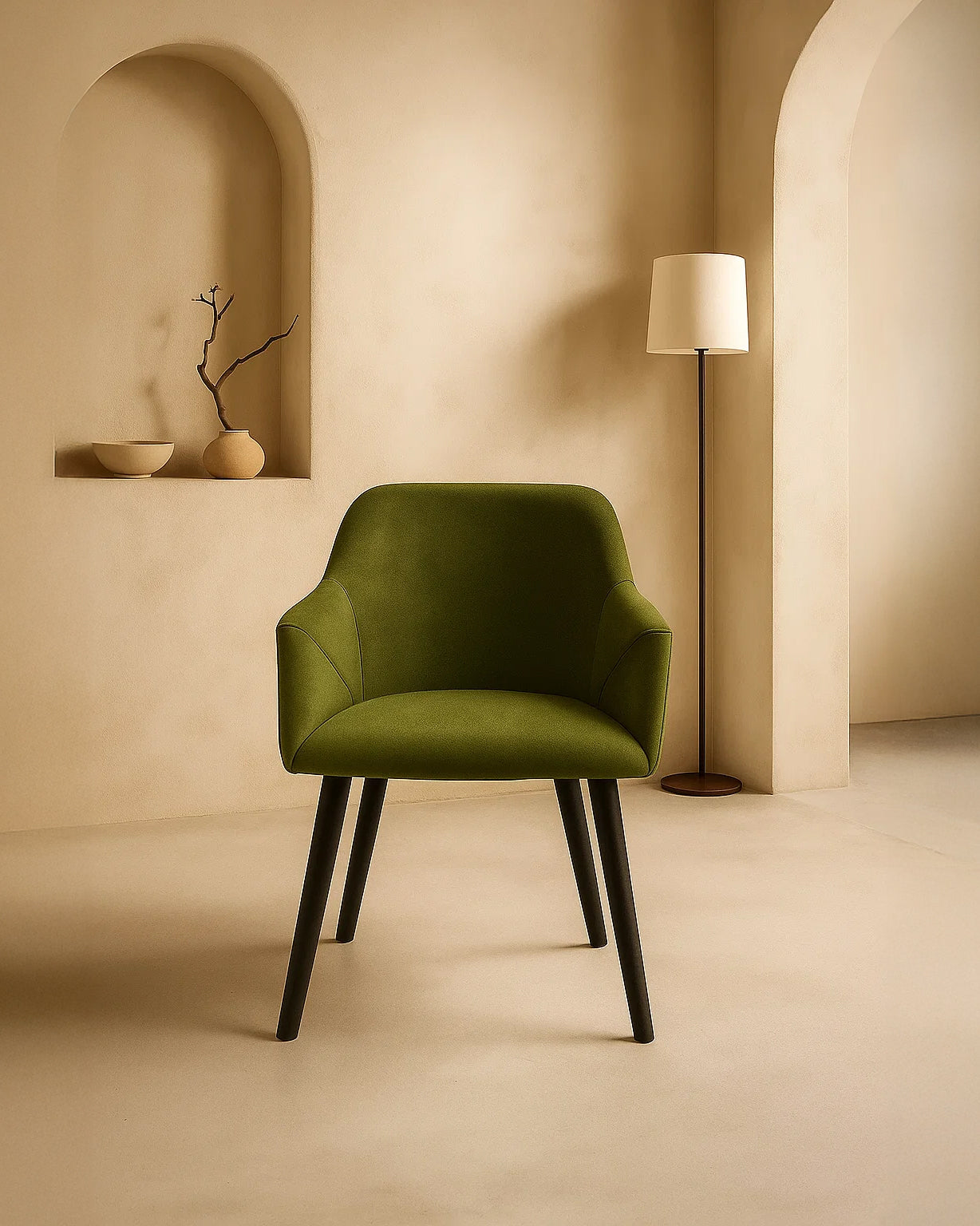 Bonanova Velvet Dining Chair (Verdigris Green Fabric) – Modern Upholstered Dining Chair with Armrests - Marcel Olsen